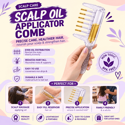 2 in 1 Hair Oil Applicator Comb – Mess-Free Scalp Oiling & Massager