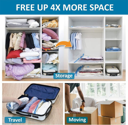 Vacuum Storage Bags with Hand Pump Save Space & Protect Clothes - At Store Pk
