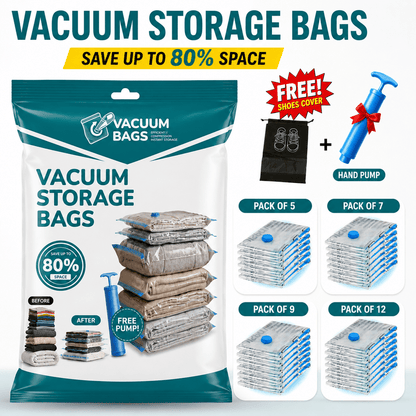 Vacuum Storage Bags with Hand Pump Save Space & Protect Clothes - At Store Pk