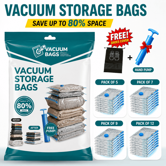 Vacuum Storage Bags with Hand Pump Save Space & Protect Clothes - At Store Pk