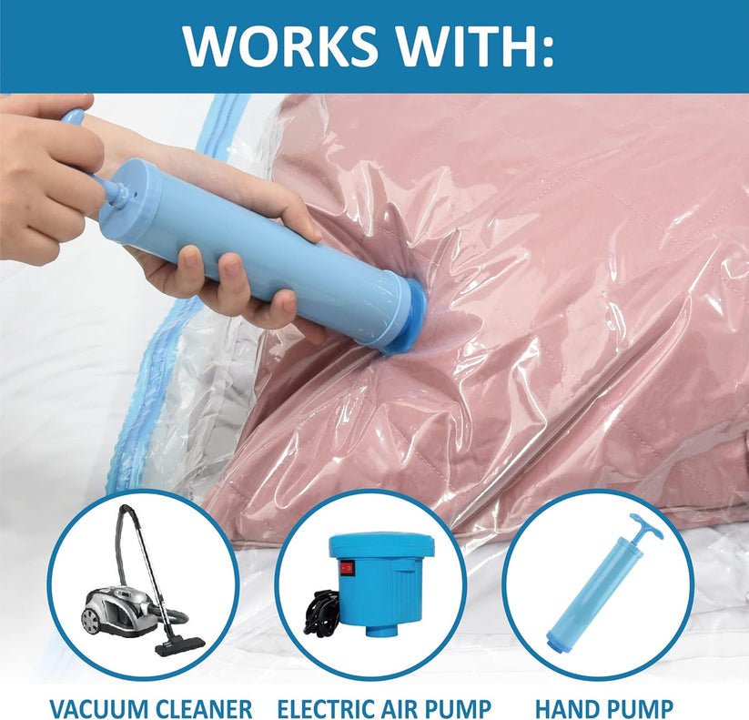 Vacuum Storage Bags with Hand Pump Save Space & Protect Clothes - At Store Pk
