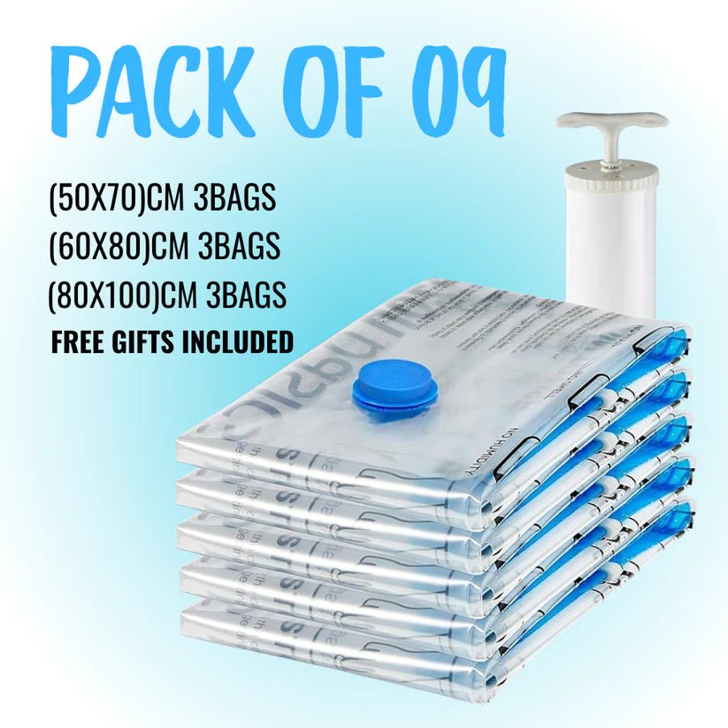 Vacuum Storage Bags with Hand Pump Save Space & Protect Clothes - At Store Pk