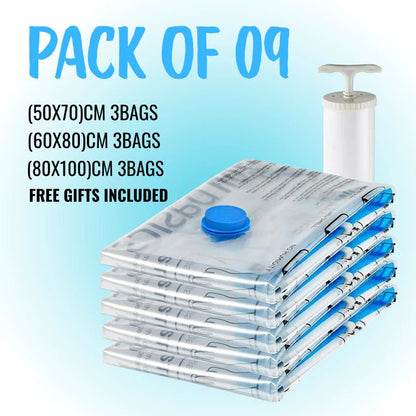 Vacuum Storage Bags with Hand Pump Save Space & Protect Clothes - At Store Pk