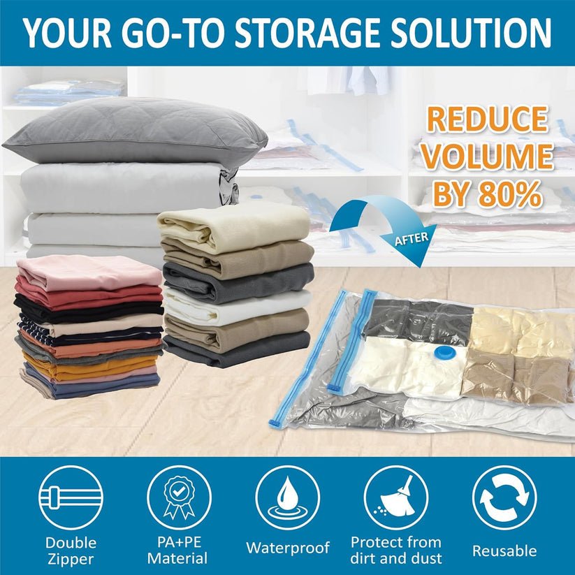 Vacuum Storage Bags with Hand Pump Save Space & Protect Clothes - At Store Pk