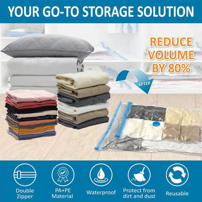 Vacuum Storage Bags with Hand Pump Save Space & Protect Clothes - At Store Pk
