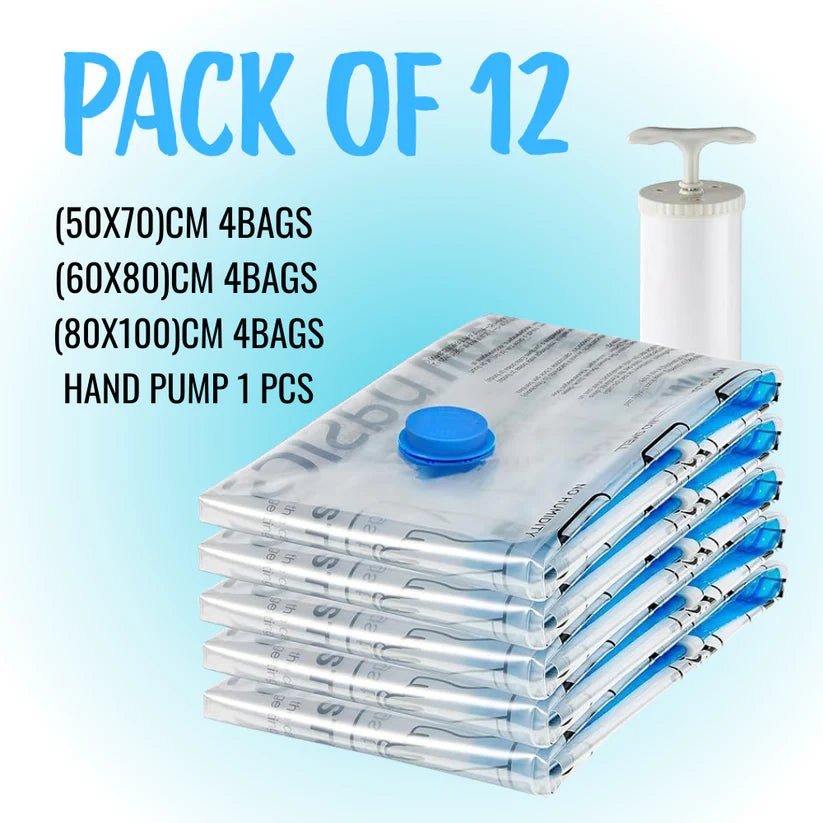 Vacuum Storage Bags with Hand Pump Save Space & Protect Clothes - At Store Pk