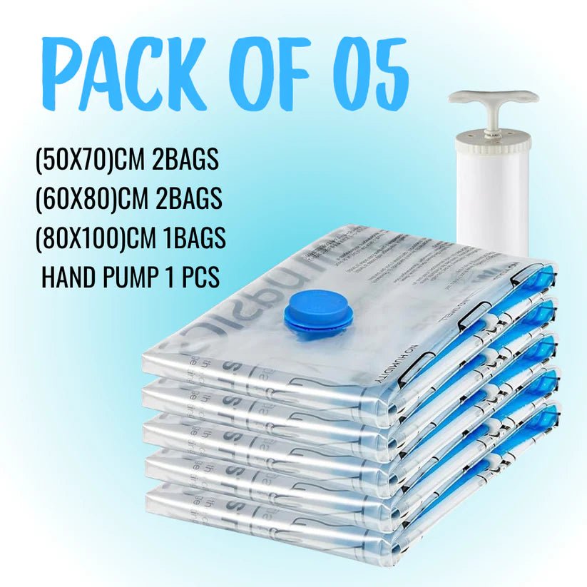Vacuum Storage Bags with Hand Pump Save Space & Protect Clothes - At Store Pk