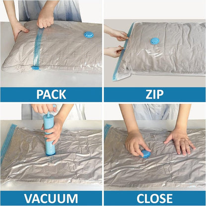 Vacuum Storage Bags with Hand Pump Save Space & Protect Clothes - At Store Pk