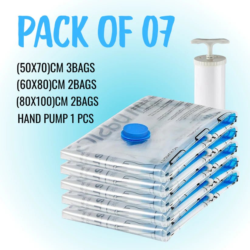 Vacuum Storage Bags with Hand Pump Save Space & Protect Clothes - At Store Pk